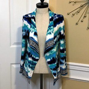 Chico’s Blue Tie Dye Open-Front Cardigan Size XS